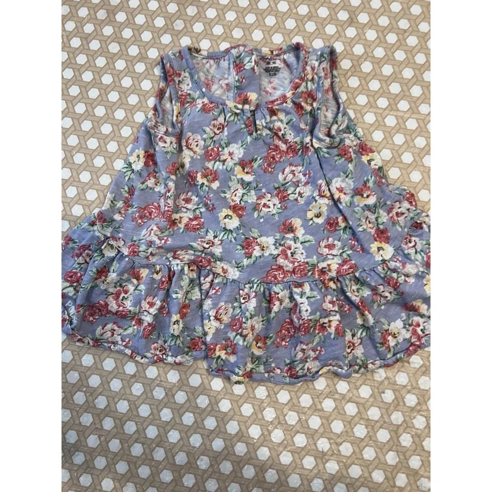 Ralph Lauren‎ Girl Sleeveless Blue Floral  Dress Size 6 months